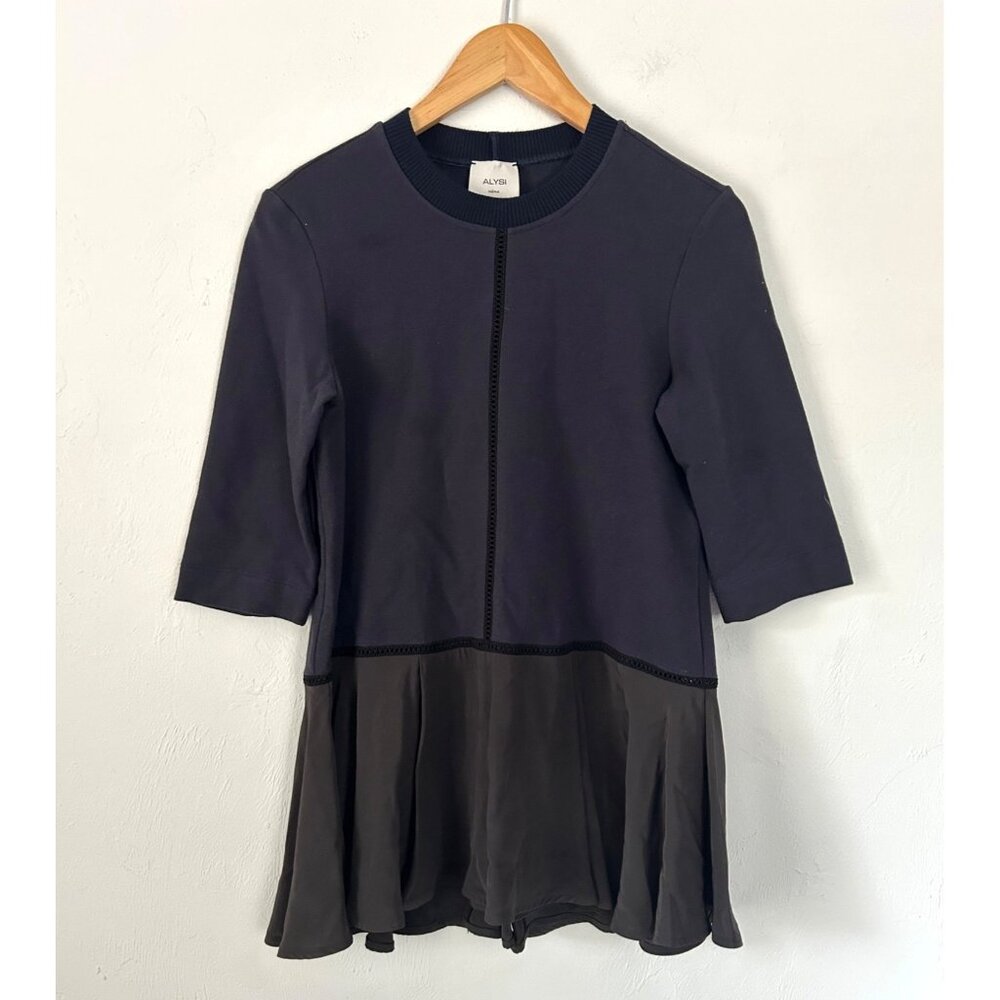 ALYSI Women's SZ Medium Navy Tunic Dress  3/4 Sleeves